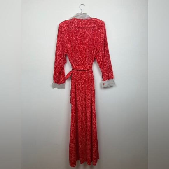 Vintage 80s RARE Valentino Red Polka Dot Wrap Dress - Picture 5 of 11